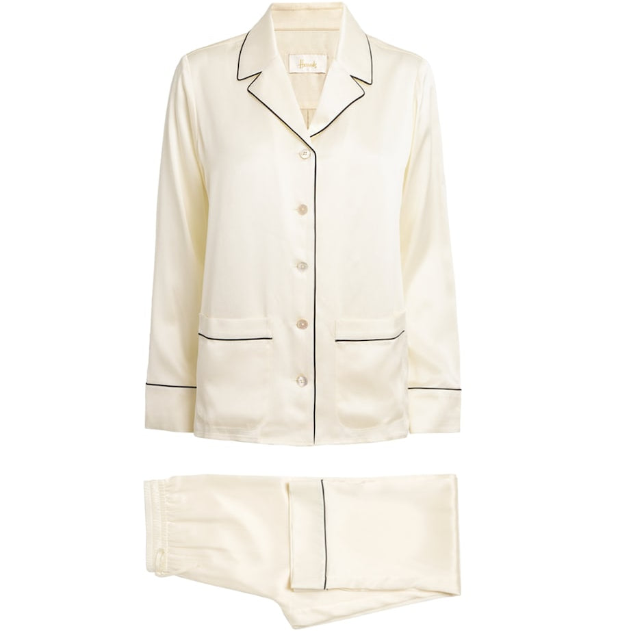 Ivory Silk Satin Pyjama Set