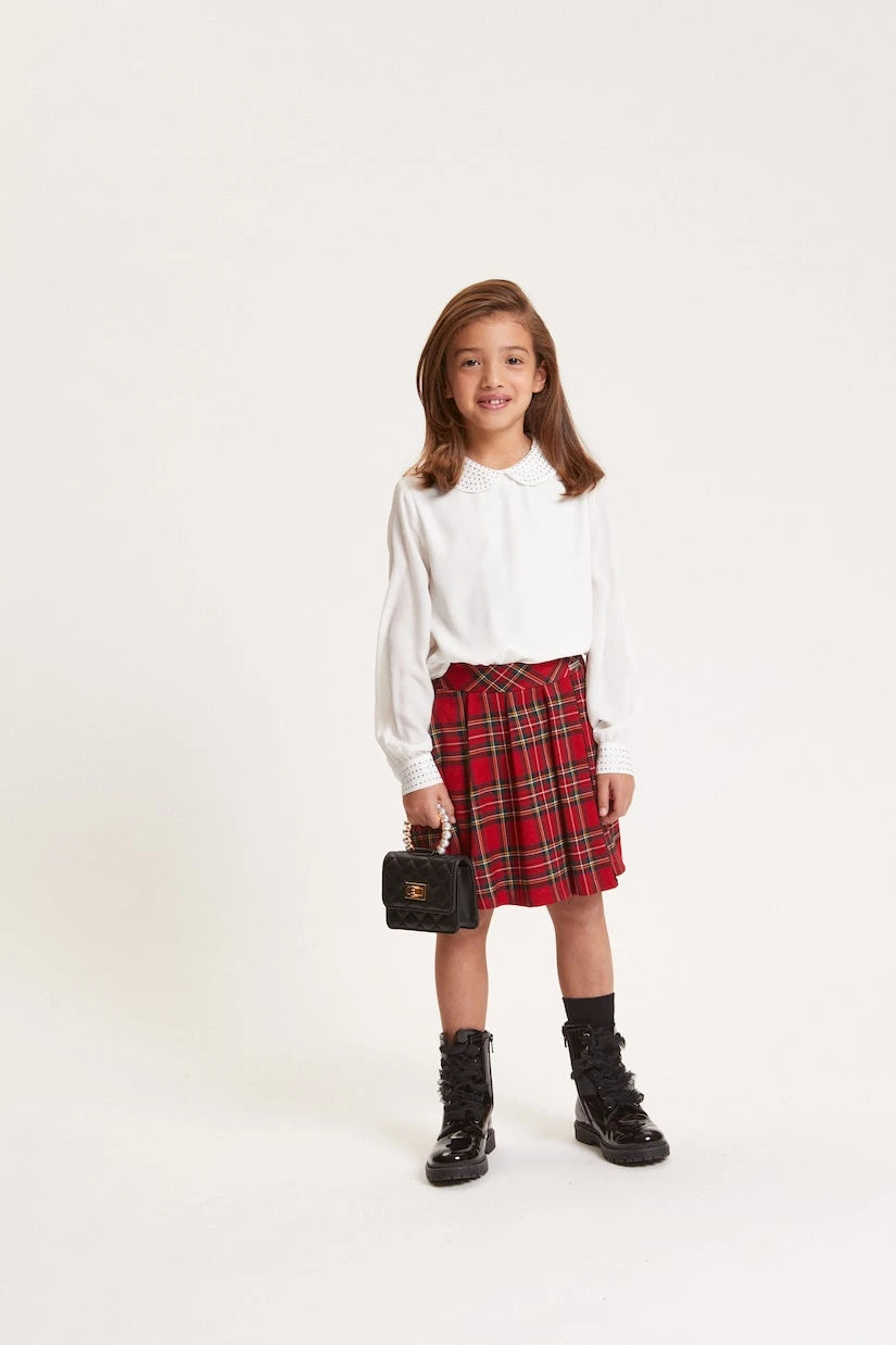 Monnalisa - Pleated plaid skort