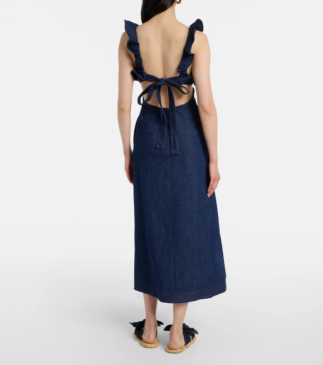 Zimmermann - Aster ruffled denim midi dress