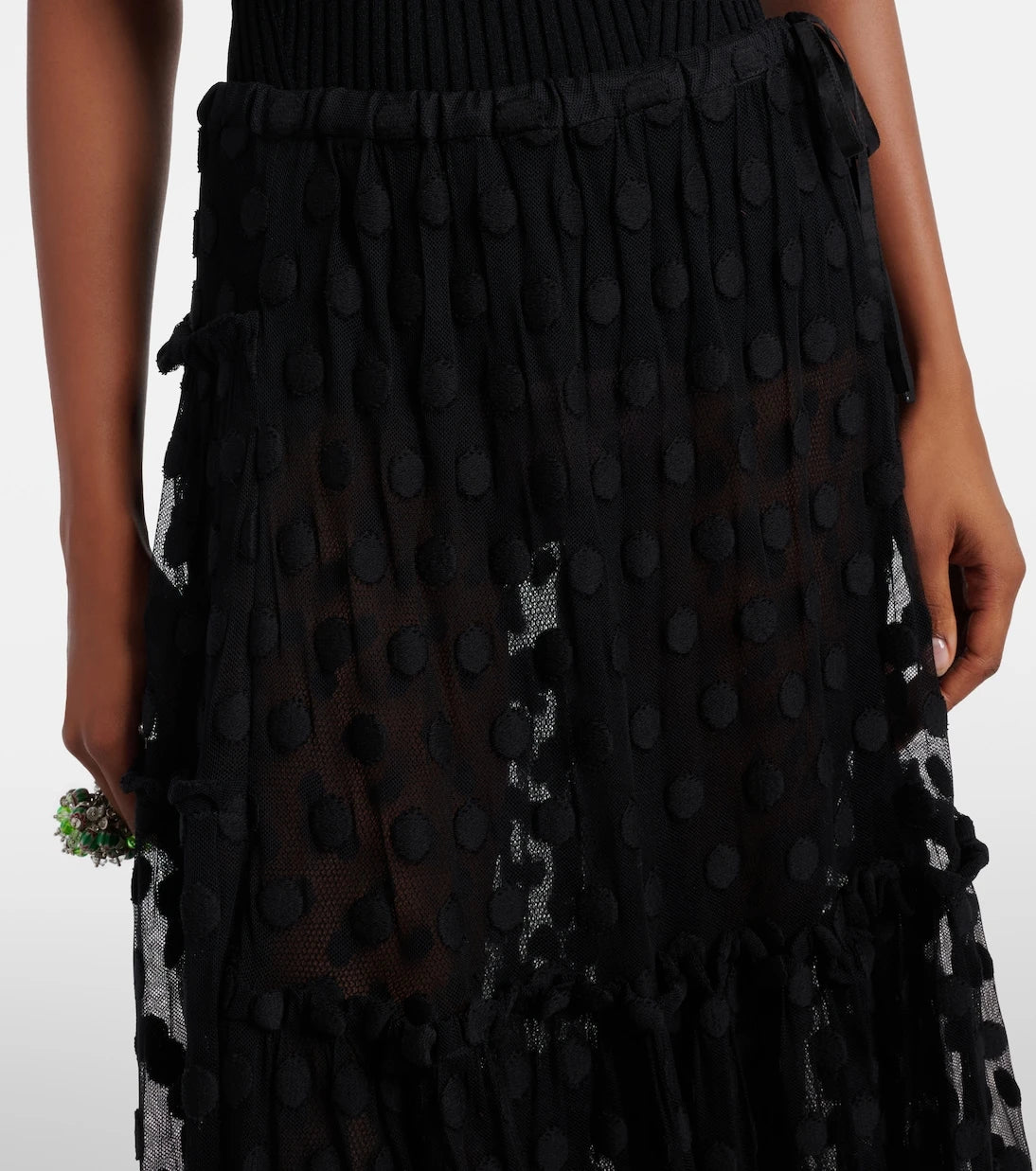 Dries Van Noten - Polka-dot asymmetric cotton-blend maxi skirt