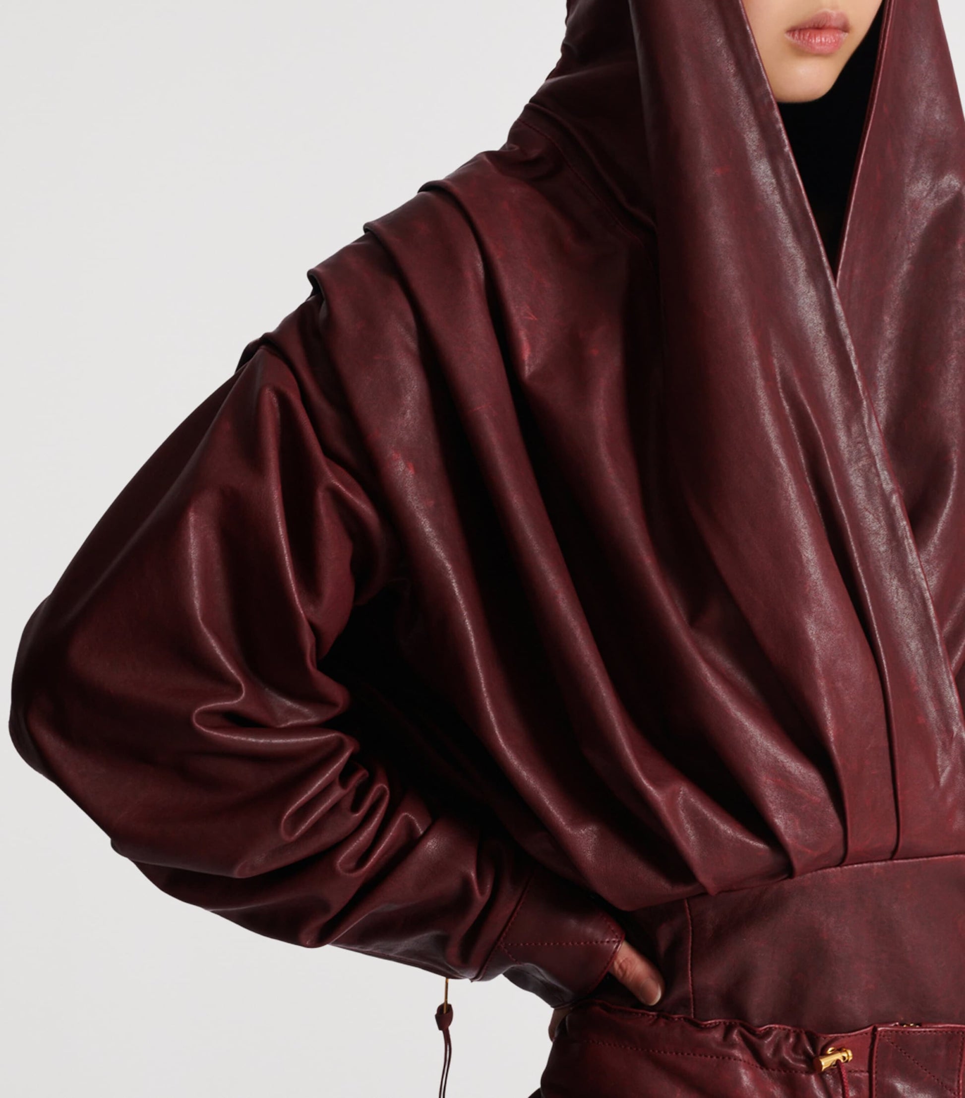 Leather Hooded Mini Dress