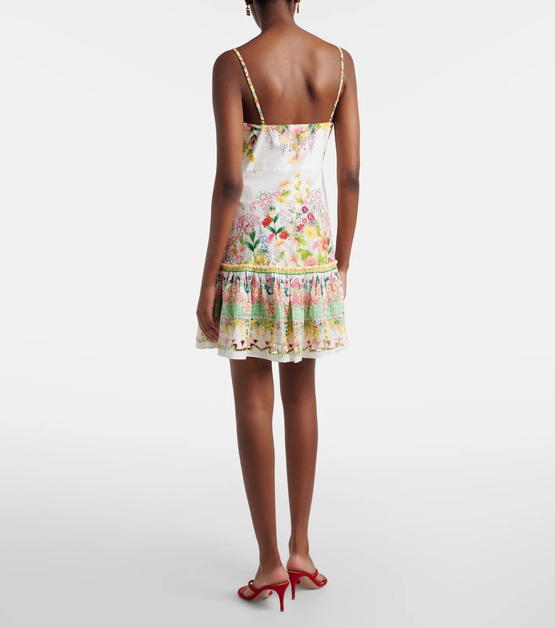 Camilla - Bow-detail floral cotton minidress