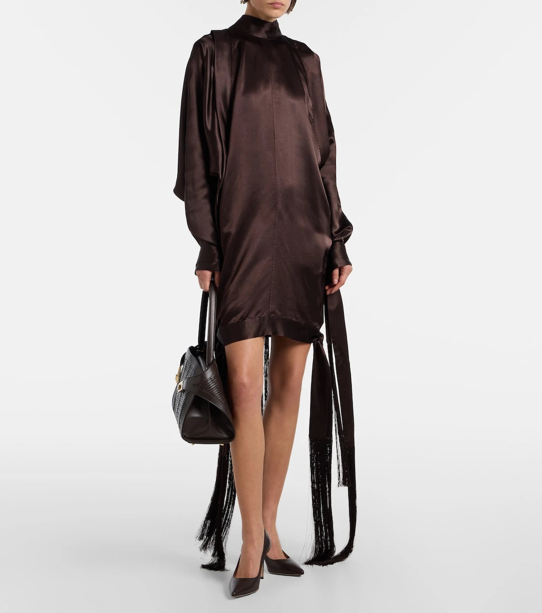 Ferragamo - Fringed satin minidress