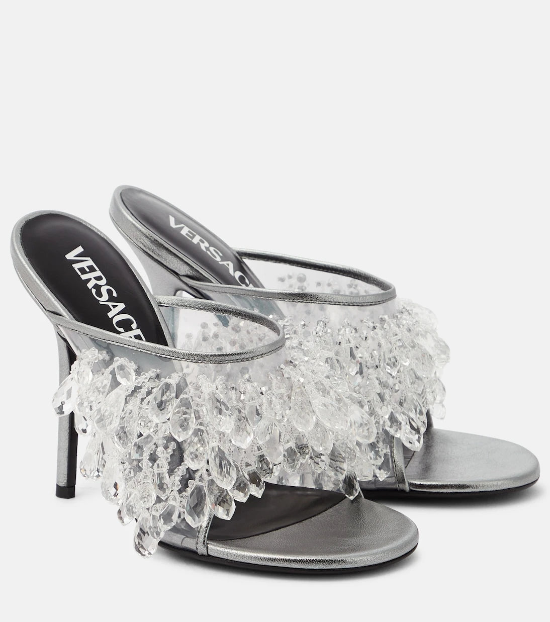 Versace - Embellished PVC mules