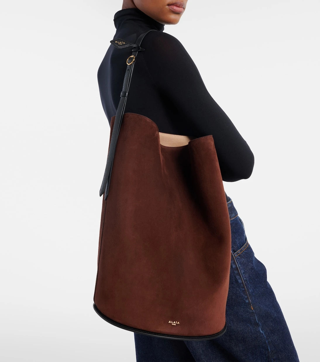 Alaïa - Hip Large leather-trimmed suede bucket bag