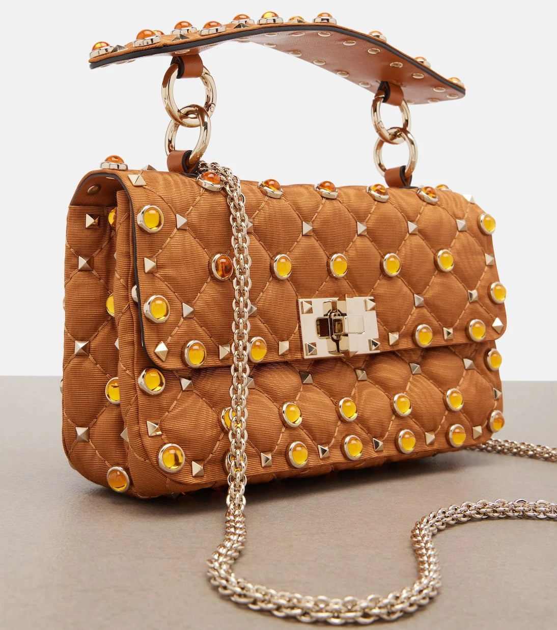 Valentino Garavani - Rockstud Spike Small moiré top-handle bag