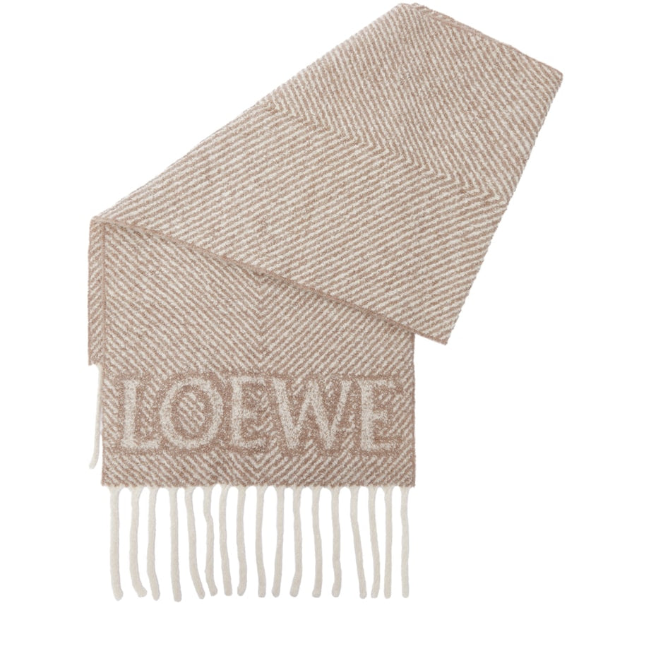 LOEWE Beige Alpaca-Blend Logo Scarf