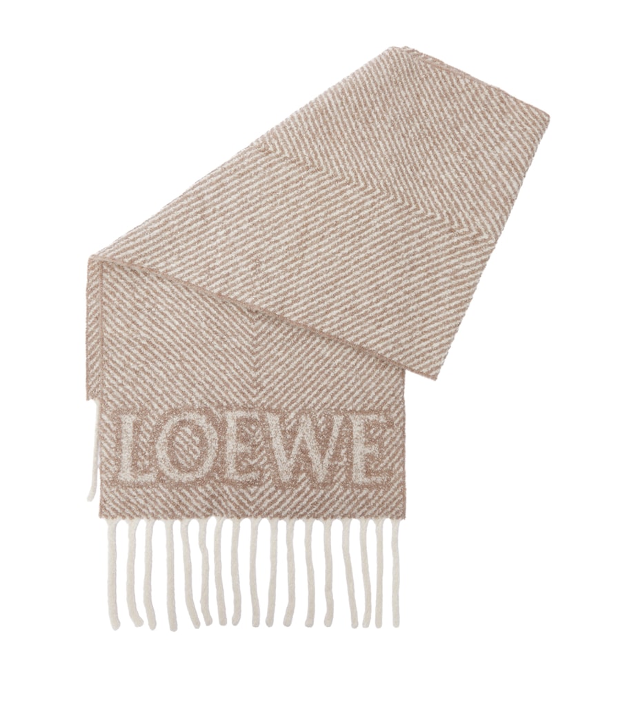 LOEWE Beige Alpaca-Blend Logo Scarf