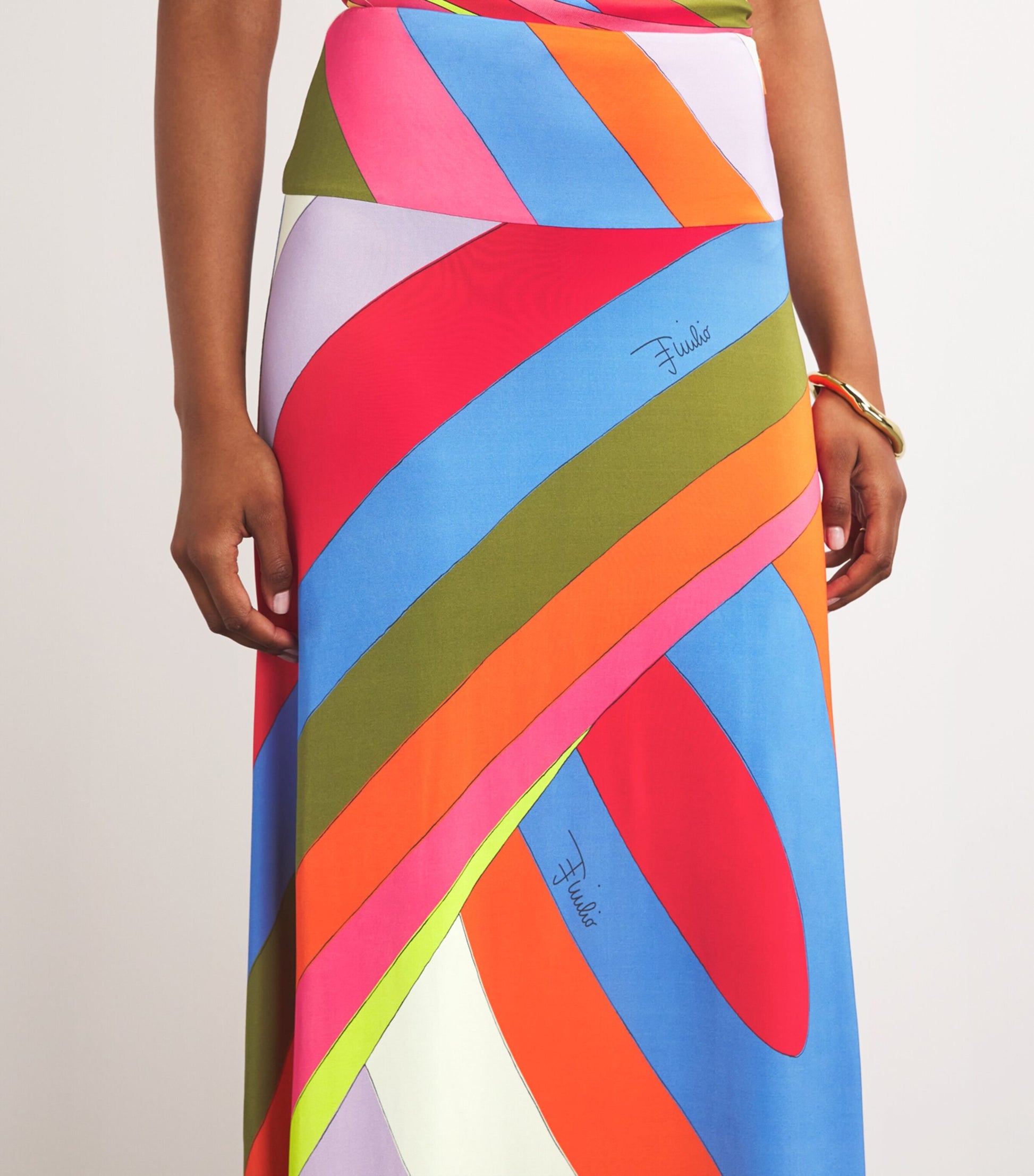 Multi Jersey Iride Maxi Skirt