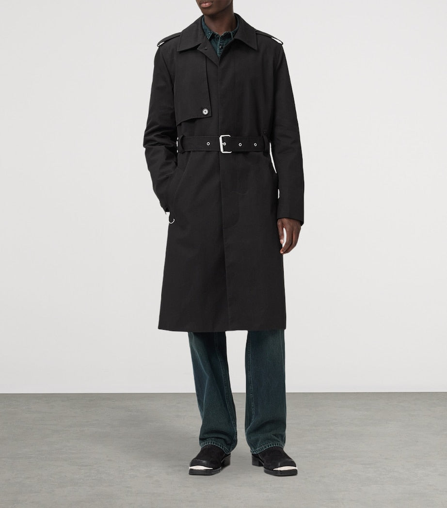 AllSaints Black Cotton-Blend Bastille Trench Coat