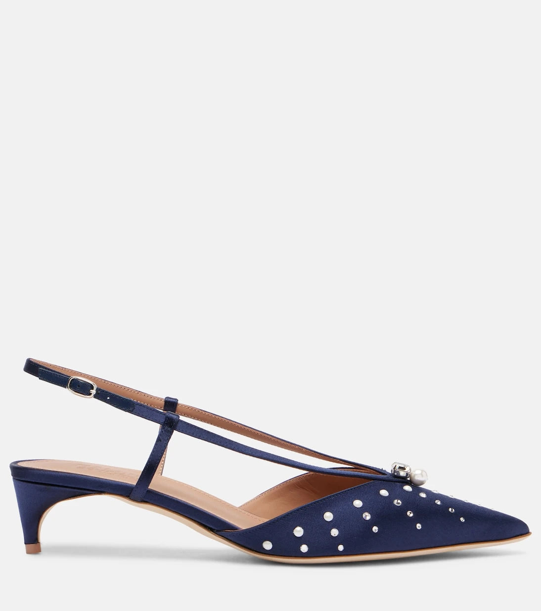 Malone Souliers - Moore 40 embellished satin slingback pumps