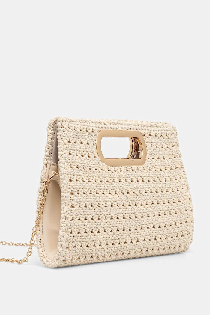 Morgan örgü kumaştan kadın crossbody çanta