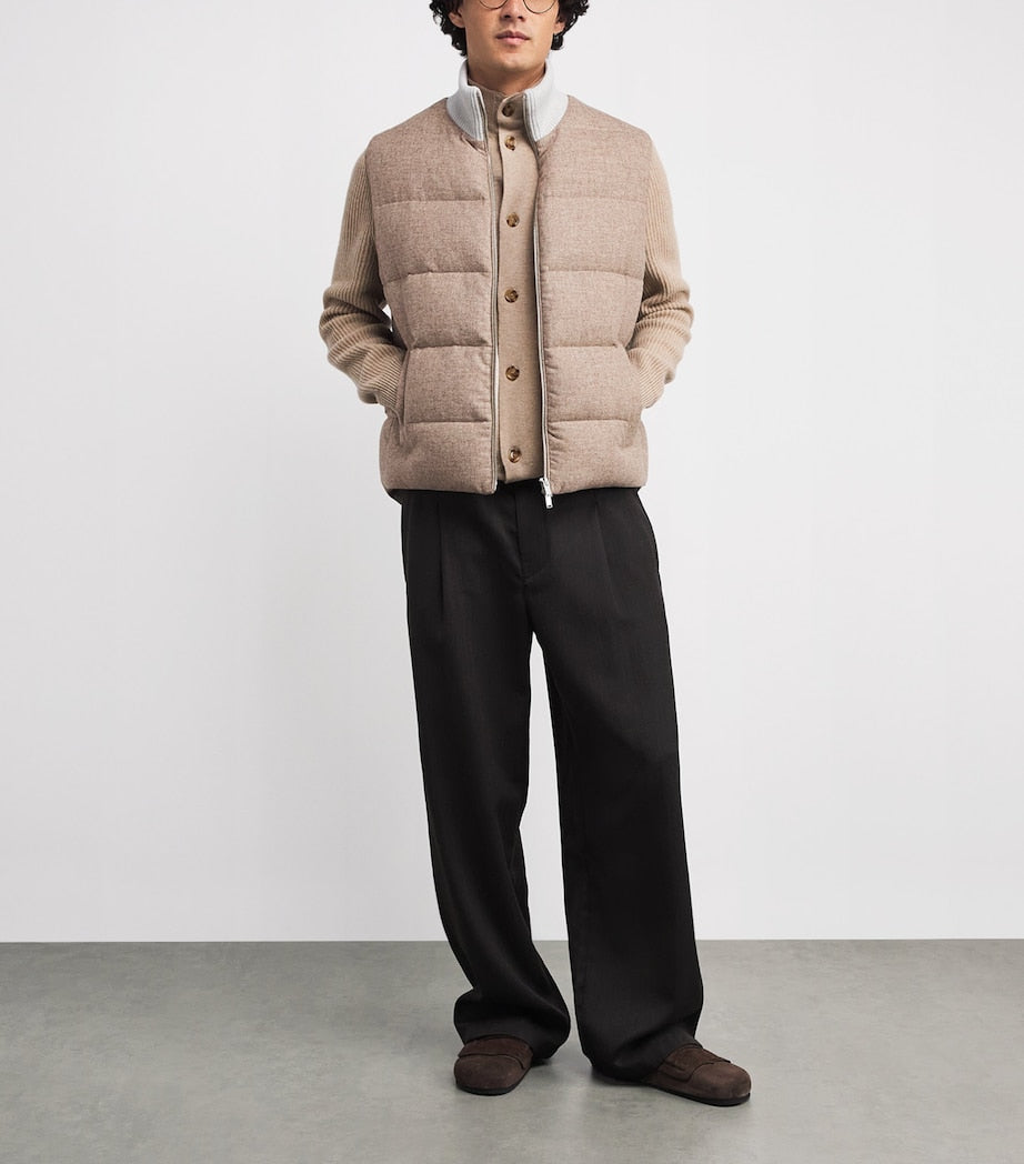 Lardini Beige Wool-Cashmere Down Gilet