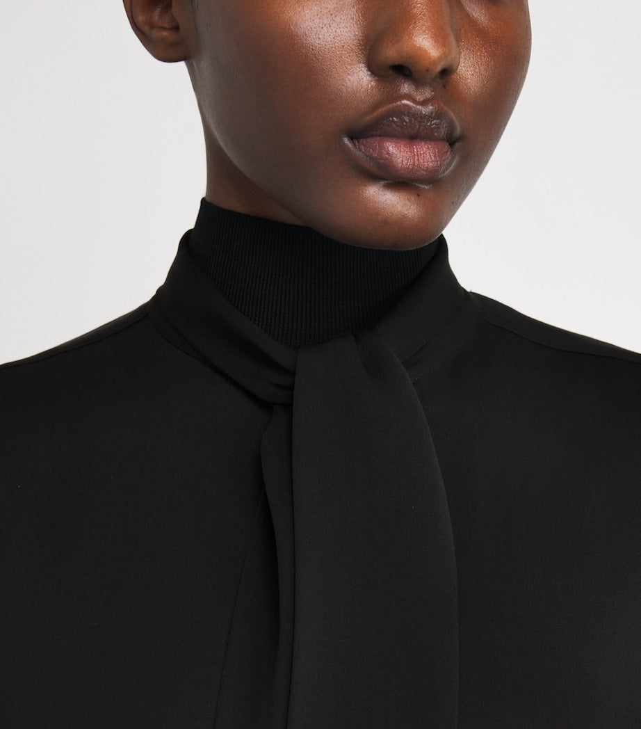 Black Silk Pussybow Blouse