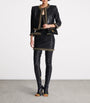 Balmain Black Lambskin Embellished Mini Skirt