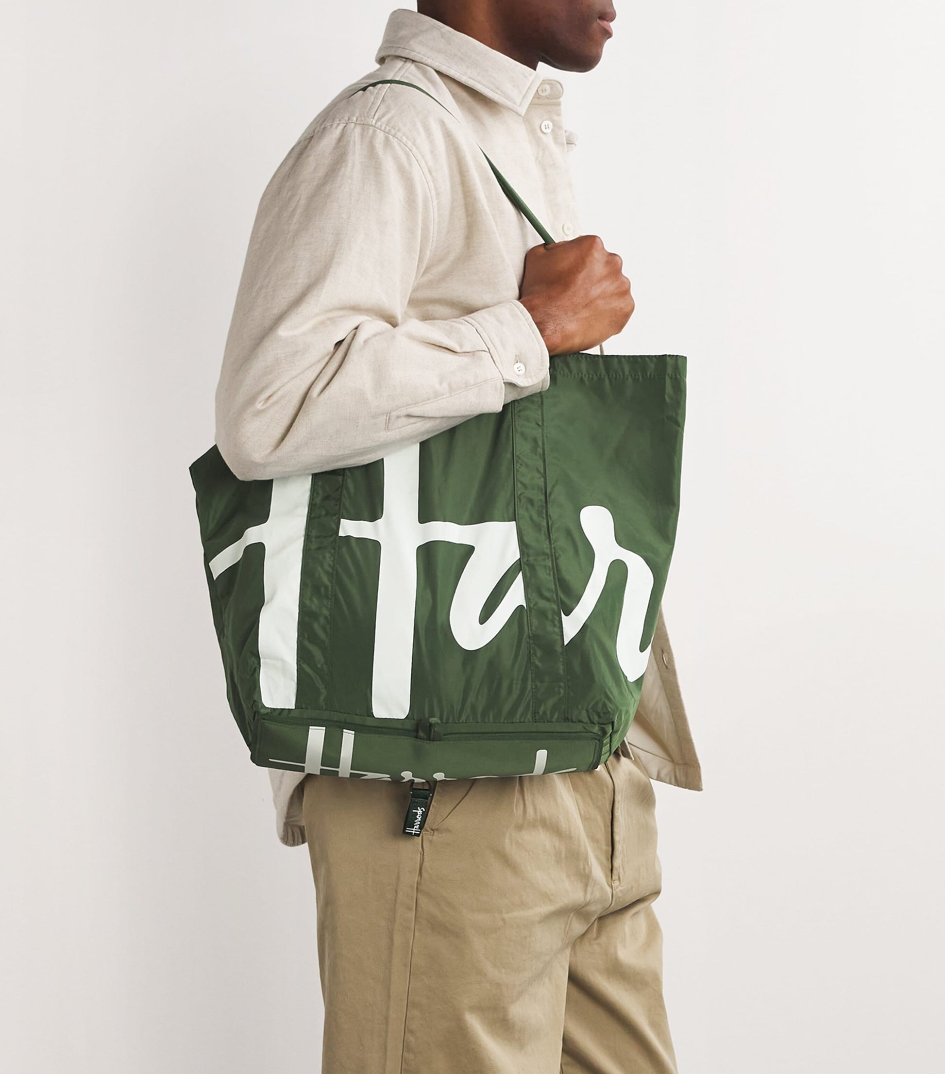 Green Logo Pocket Shopper Bag