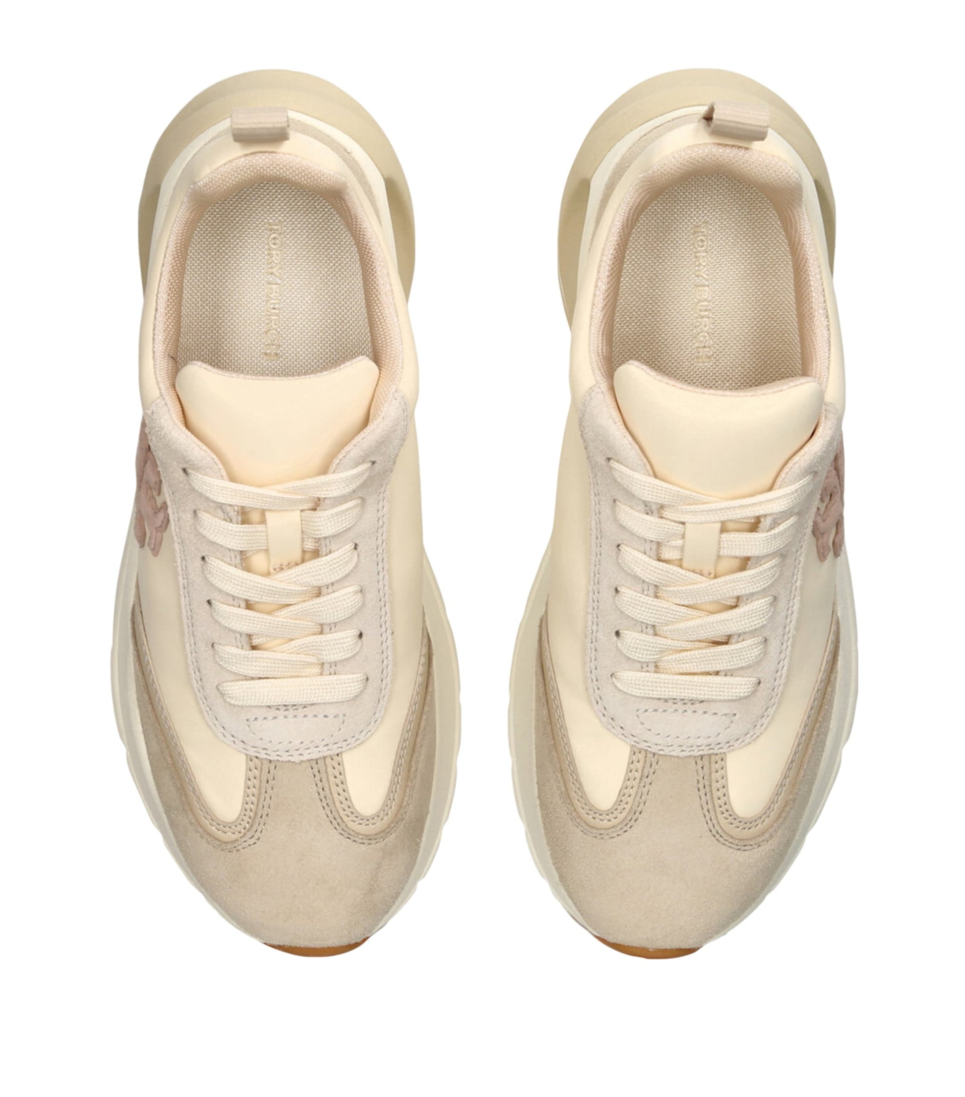 Tory Burch Beige Suede Good Luck Low Top Sneakers