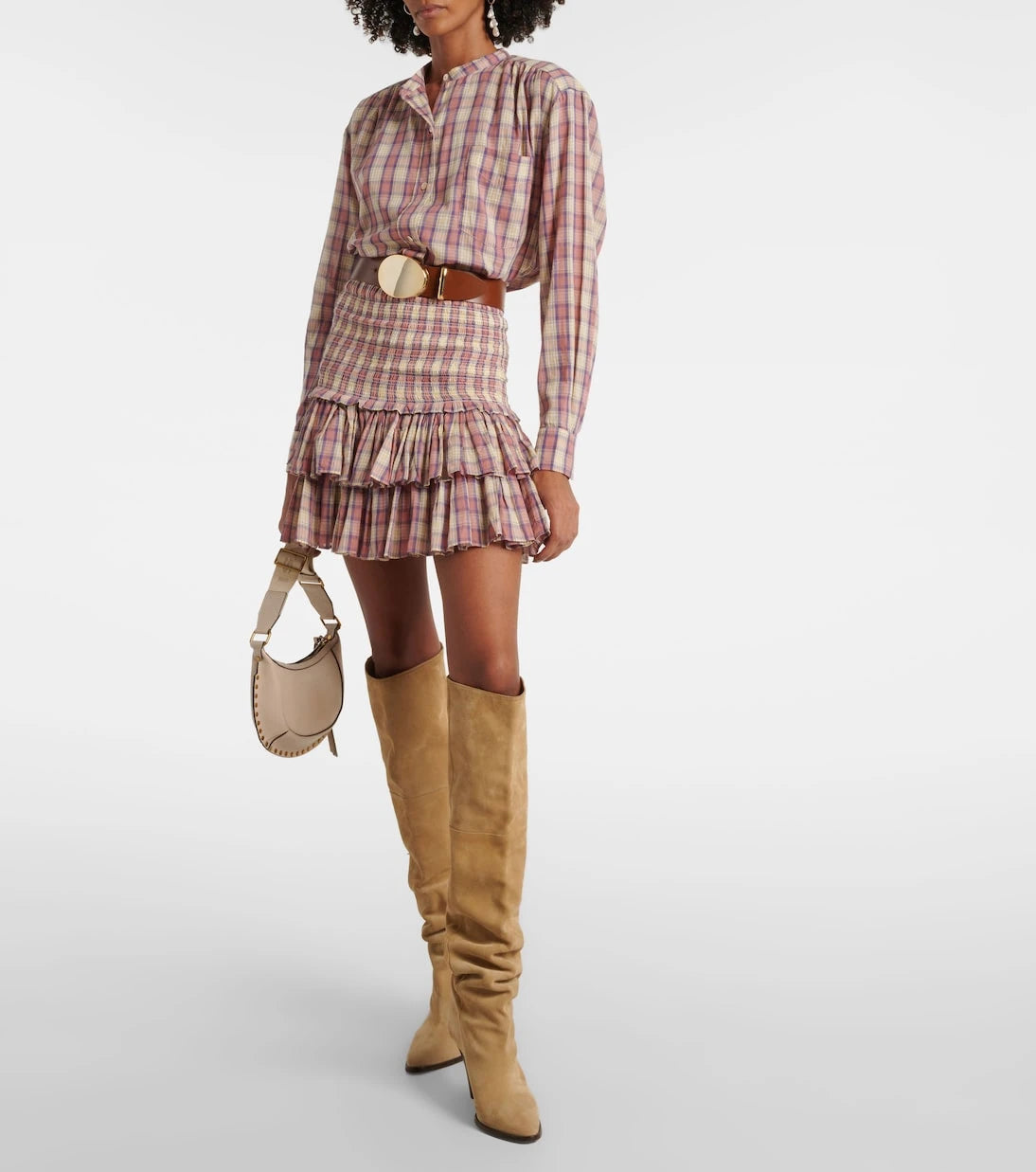 Marant Etoile - Naomi checked cotton voile miniskirt