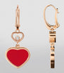 Rose Gold, Carnelian and Diamond Happy Hearts Earrings