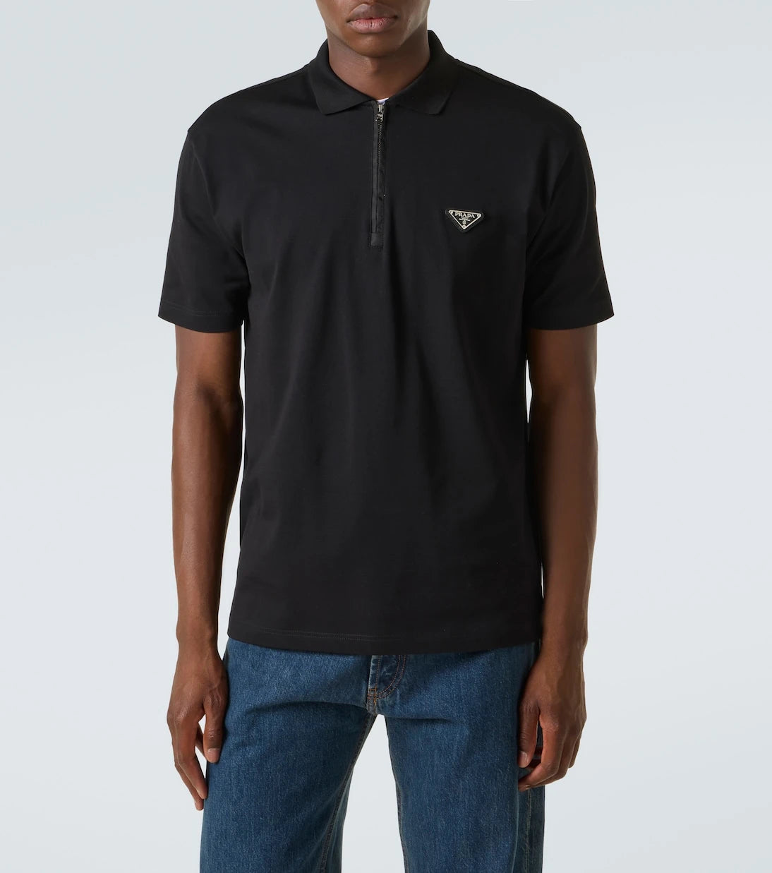 Prada - Re-Nylon-trimmed cotton piqué polo shirt