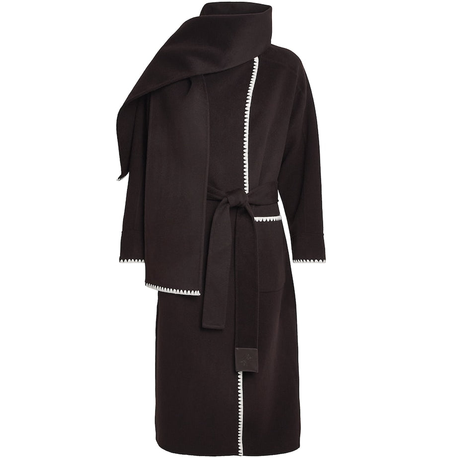 Maje Brown Wool-Blend Wrap Coat