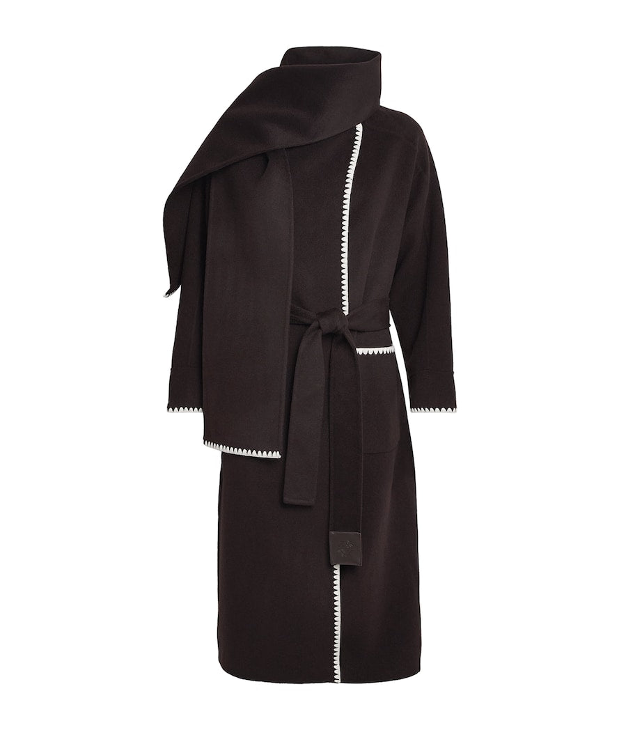 Maje Brown Wool-Blend Wrap Coat