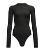 Black Cashmere Long-Sleeve Bodysuit