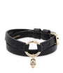 McQueen Leather Skull Ring Double Wrap Bracelet
