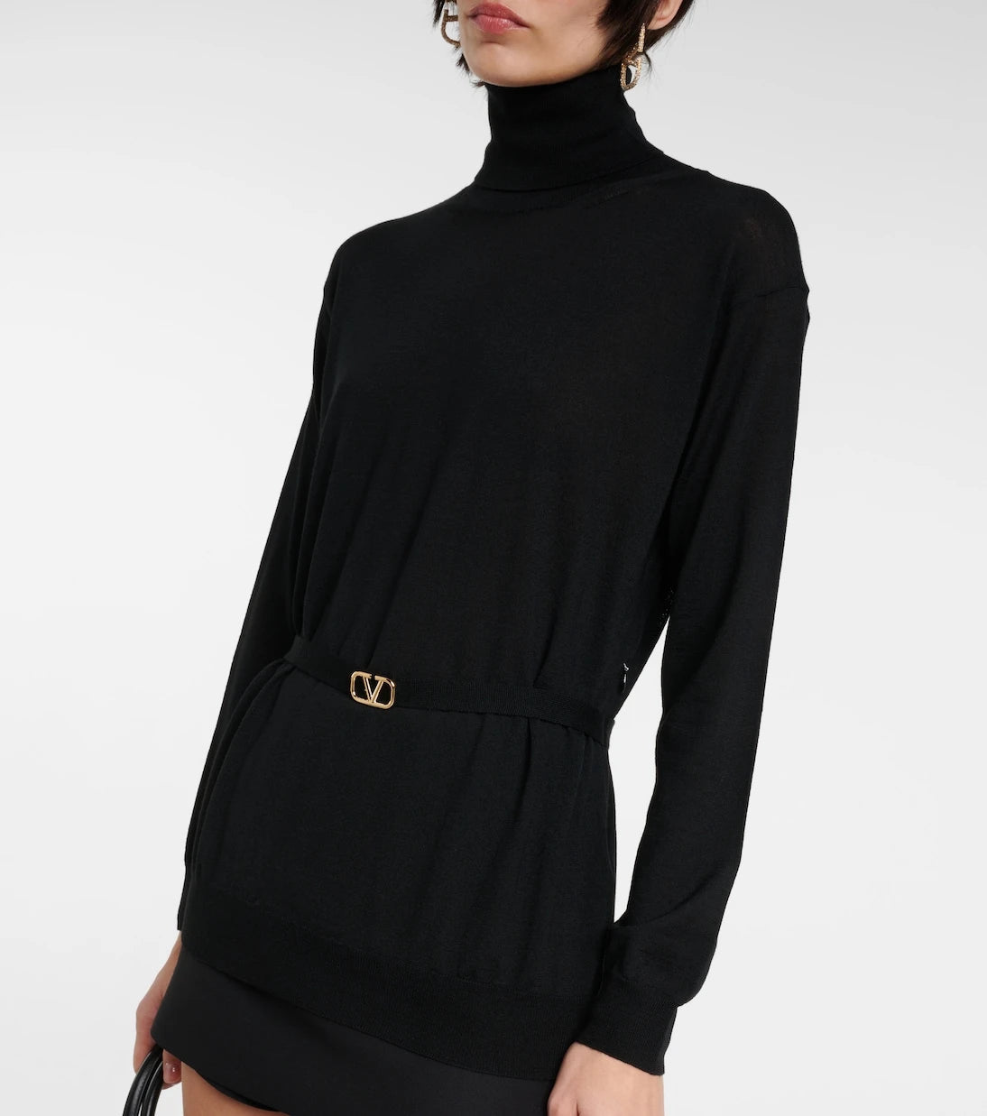 Valentino - Belted virgin wool turtleneck sweater