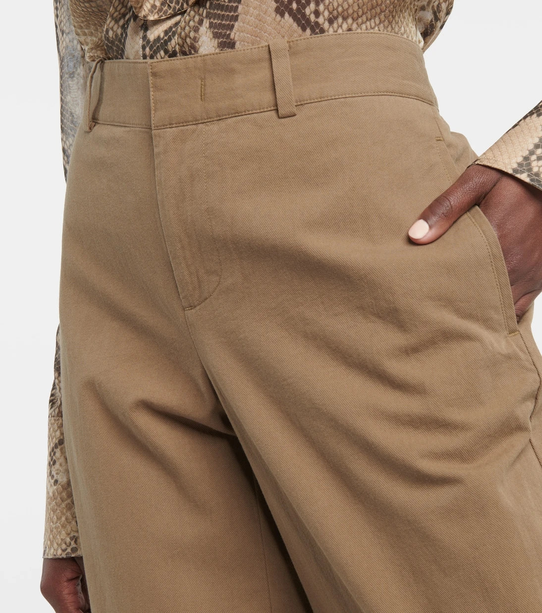 Vince - High-rise cotton twill wide-leg pants