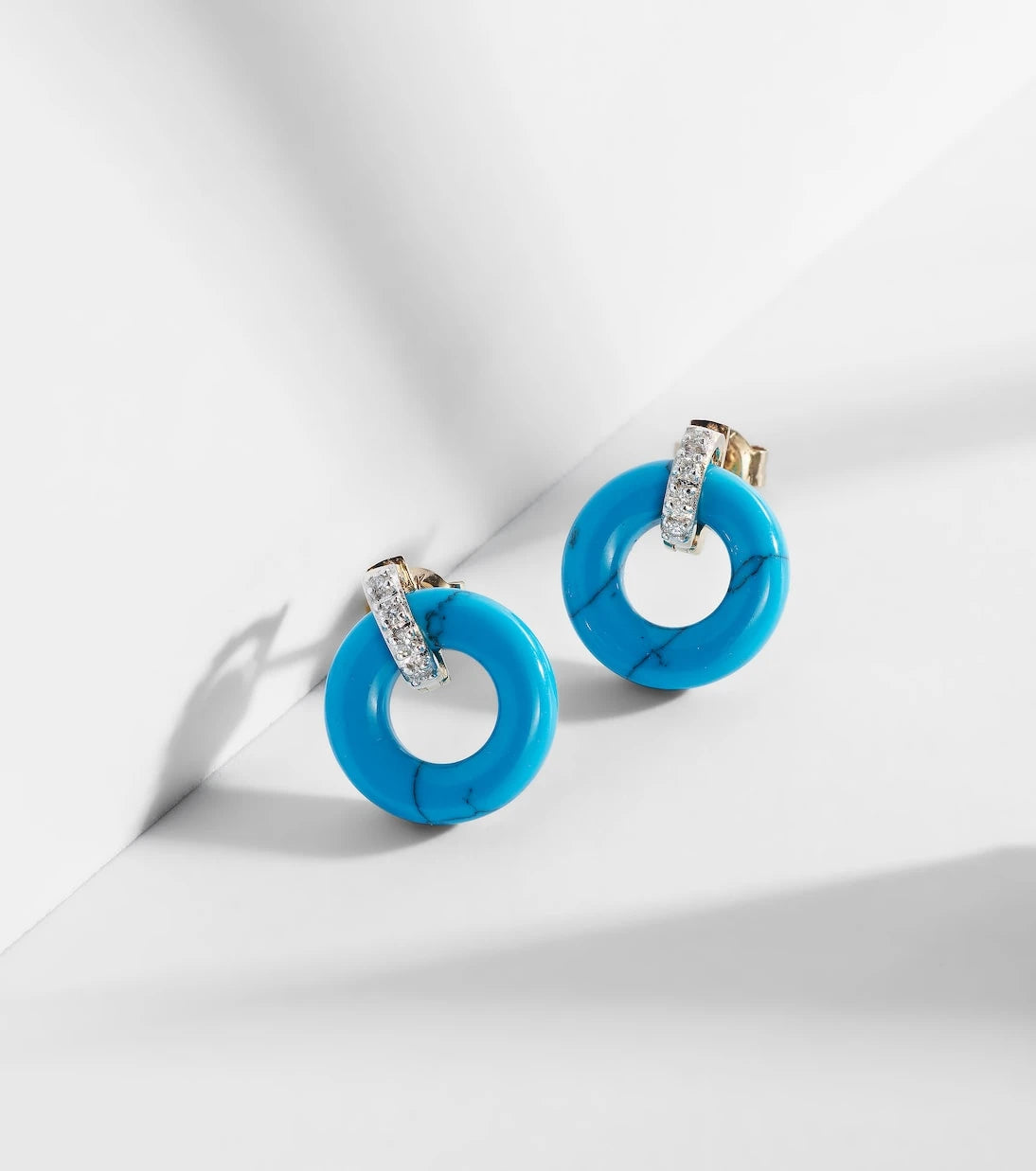 Mateo - 14kt gold earrings with turquoise and diamonds