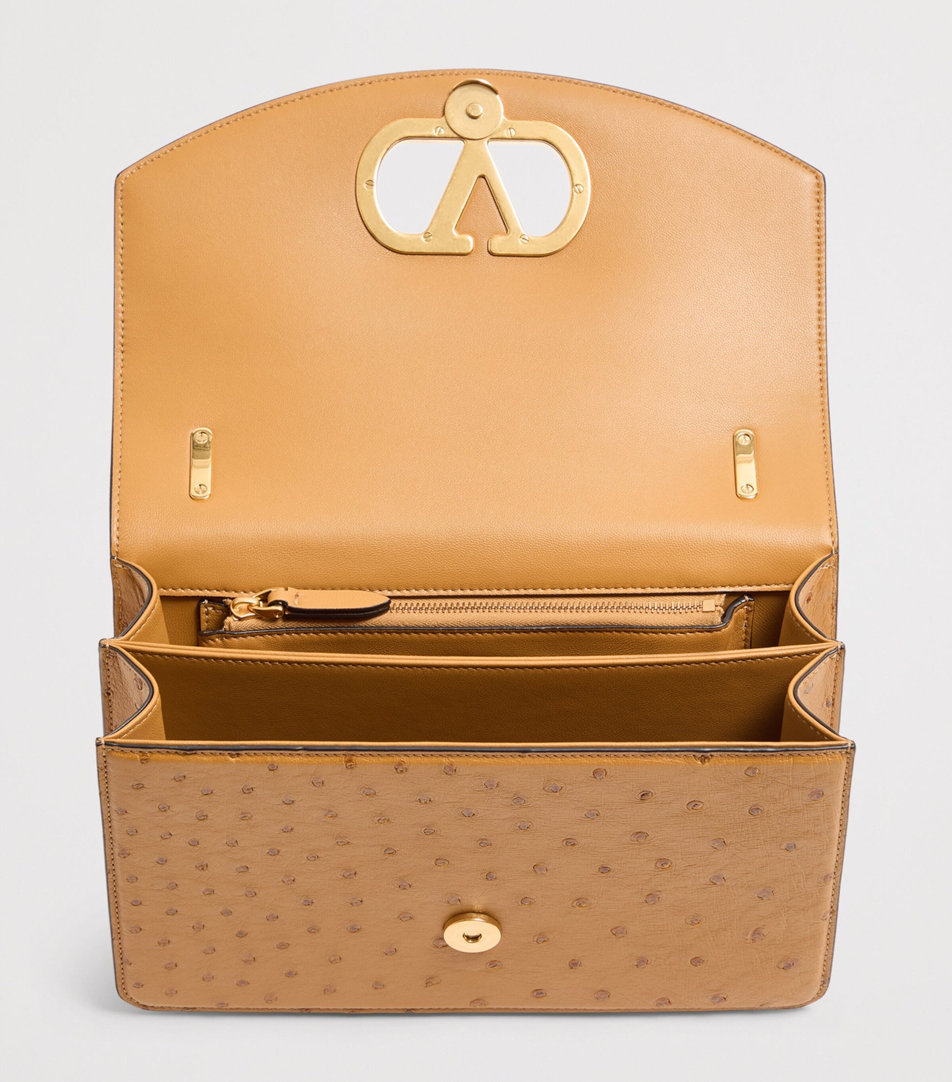 Ostrich Leather Vain Shoulder Bag