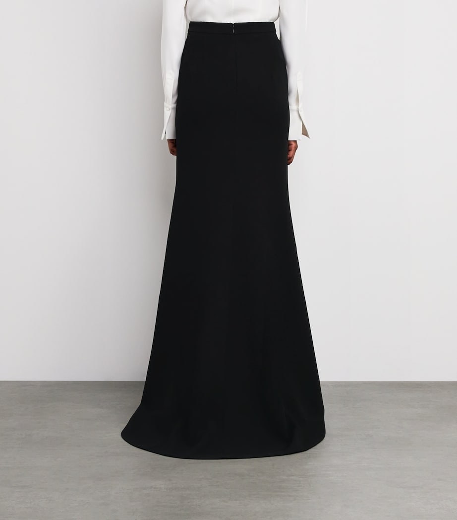 Roland Mouret Black Cady Train Maxi Skirt