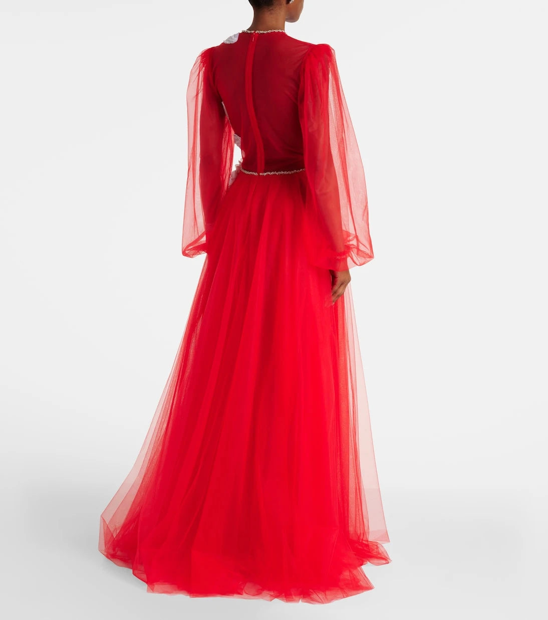 Costarellos - Floral appliqué tulle gown