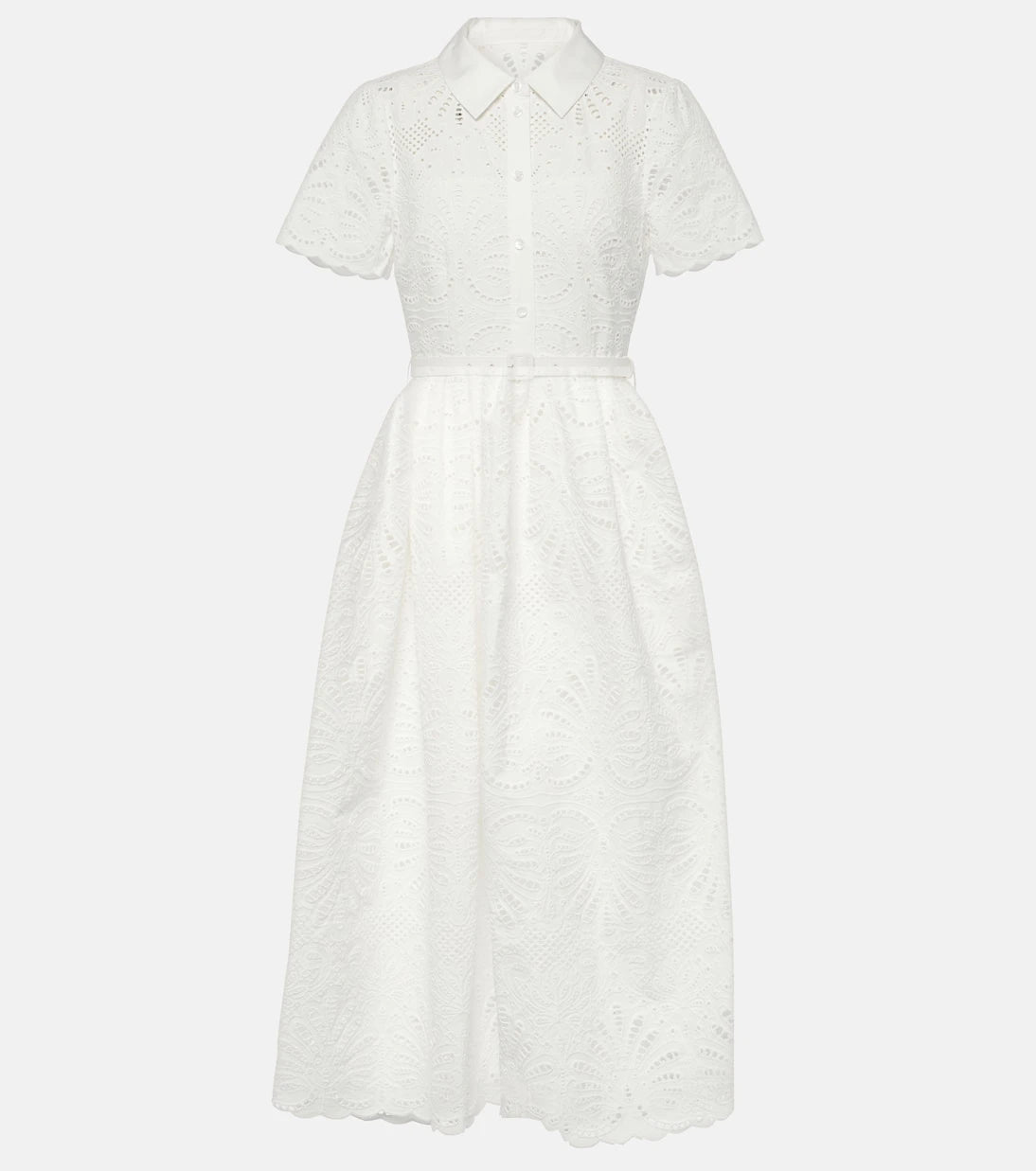 Self-Portrait - Embroidered cotton midi dress