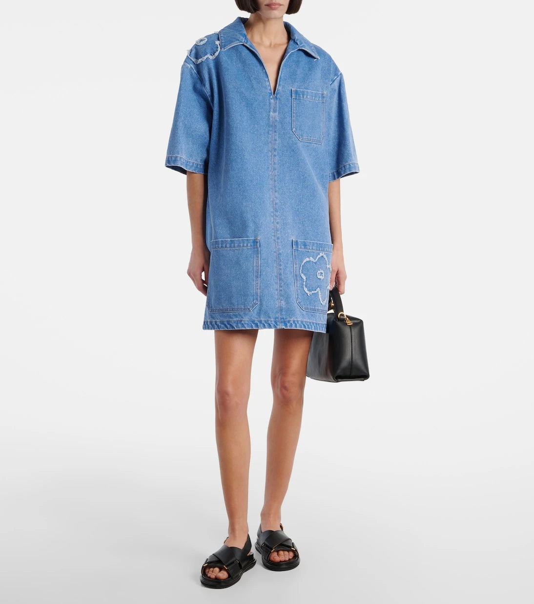 Marni - Patch-appliqué denim minidress