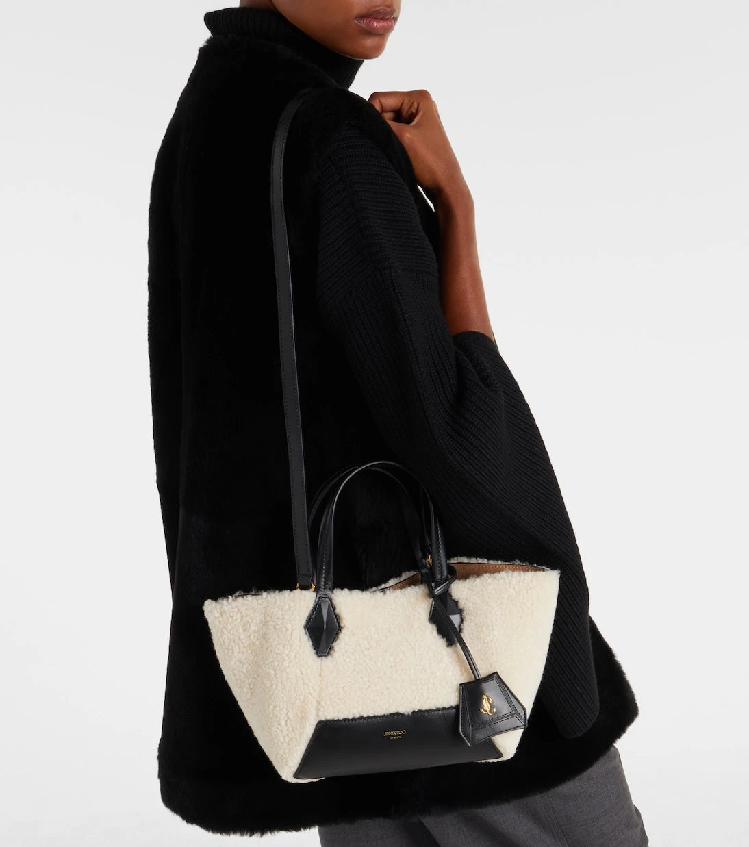Jimmy Choo - Diamond Small shearling tote bag