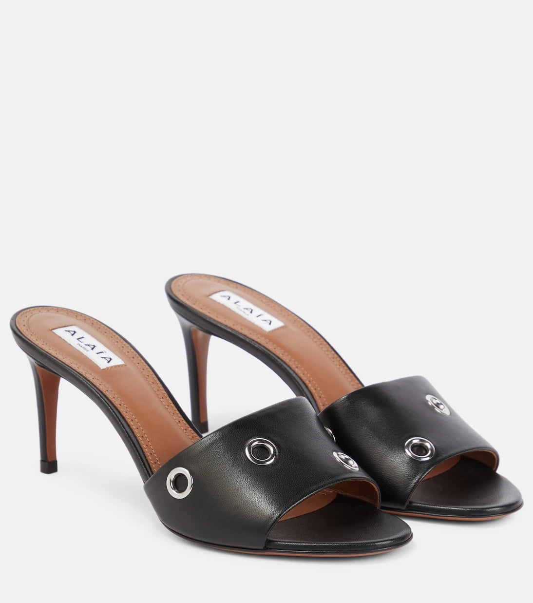 Alaïa - Oeillets embellished leather sandals