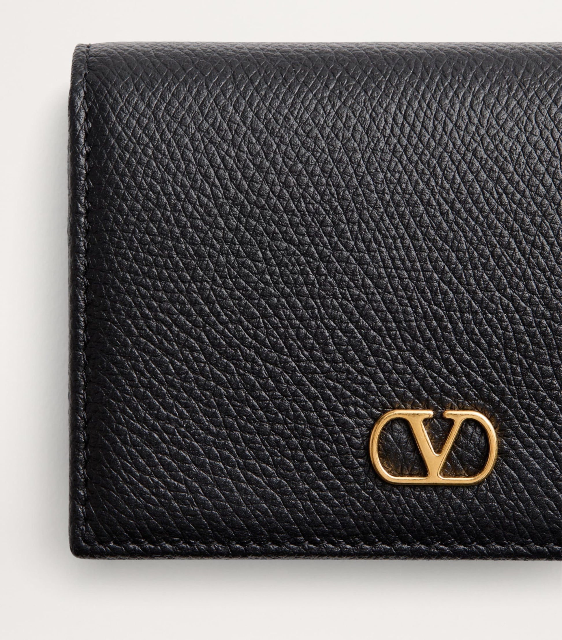 Valentino Garavani Black Leather French Flap Wallet