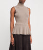 Róhe Black Wool-Cashmere Sleeveless Peplum Top