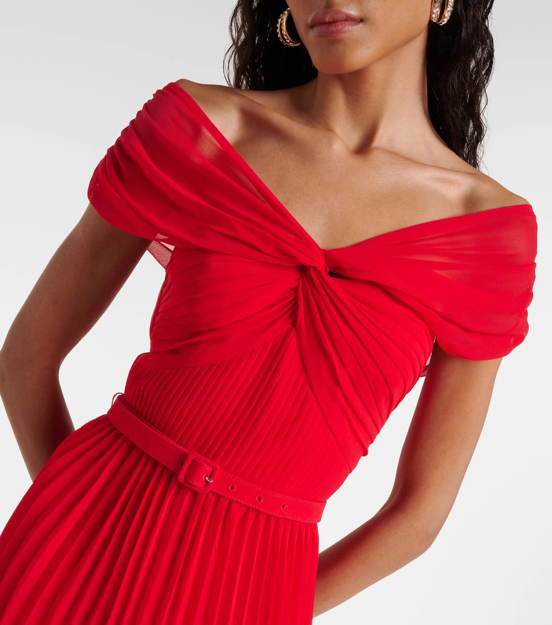 Self-Portrait - Off-shoulder chiffon minidress