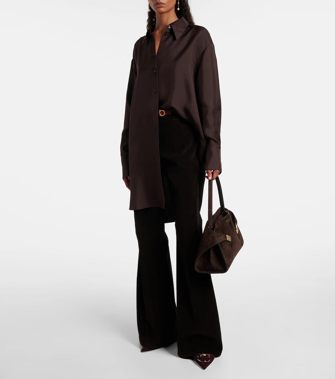 Ferragamo - Sara 40 Gancini suede slingback pumps