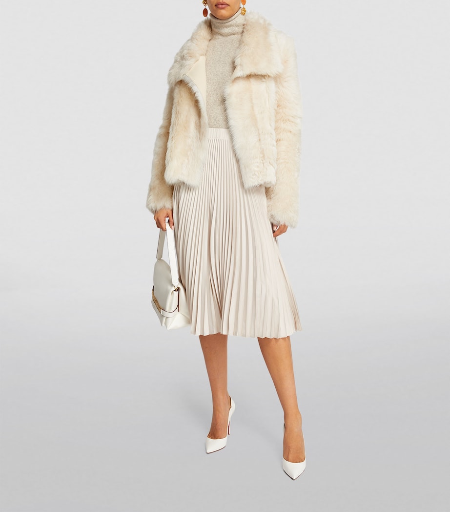 Yves Salomon White Reversible Shearling Jacket