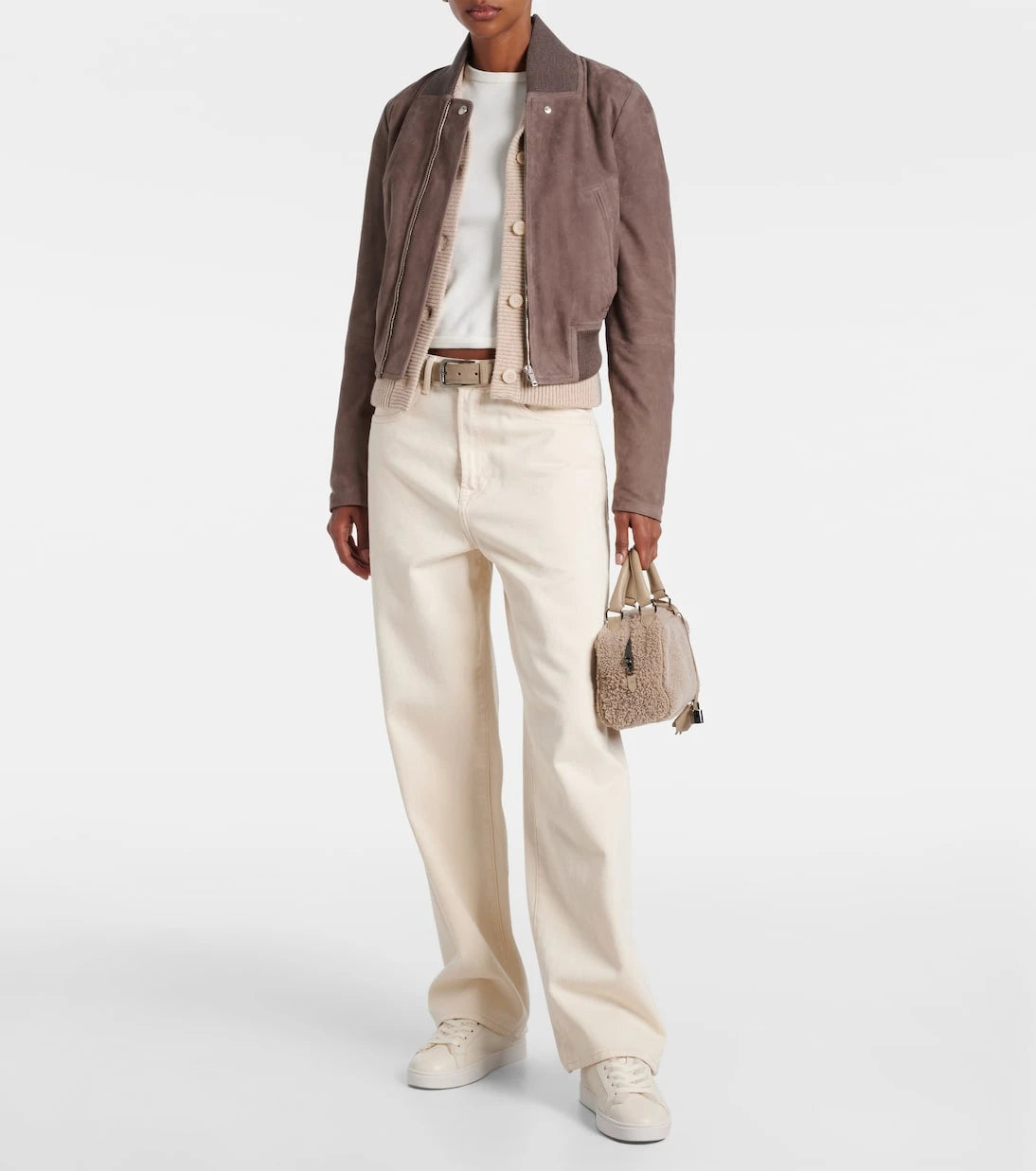 Tod's - حذاء سنيكرز كاسيت من الجلد مبطّن بفرو الشيرلينغ