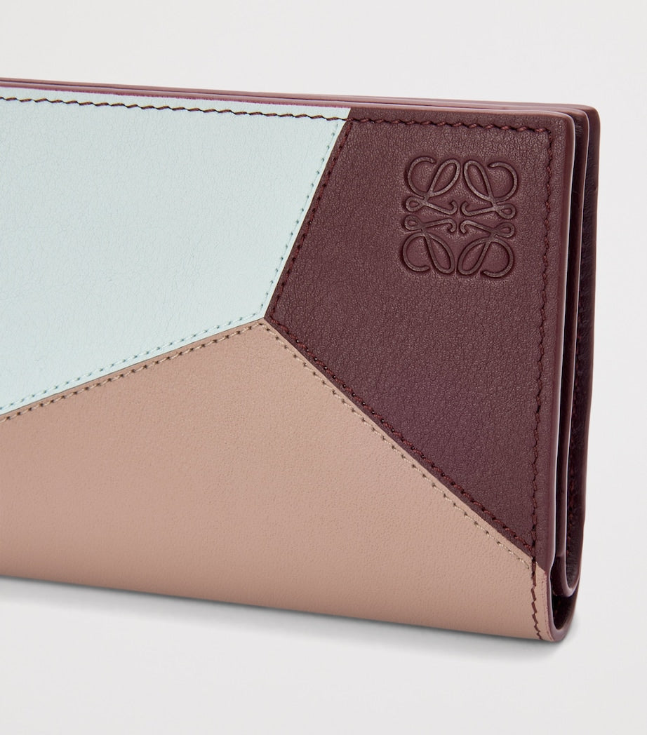 Blue Leather Puzzle Compact Wallet