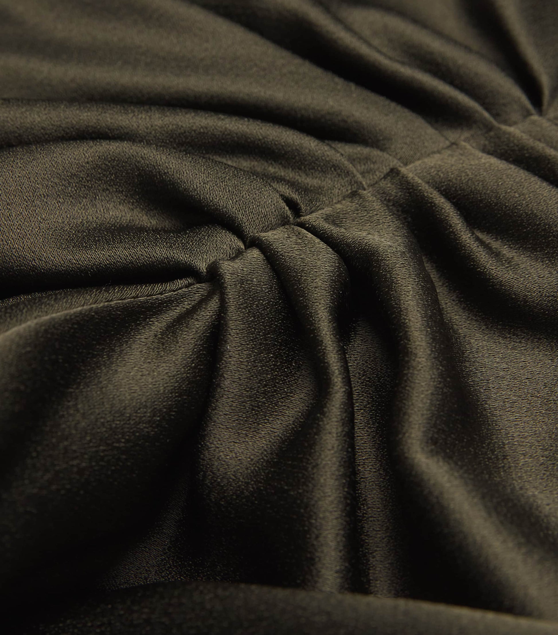 Satin Gathered Waist Midi Skirt