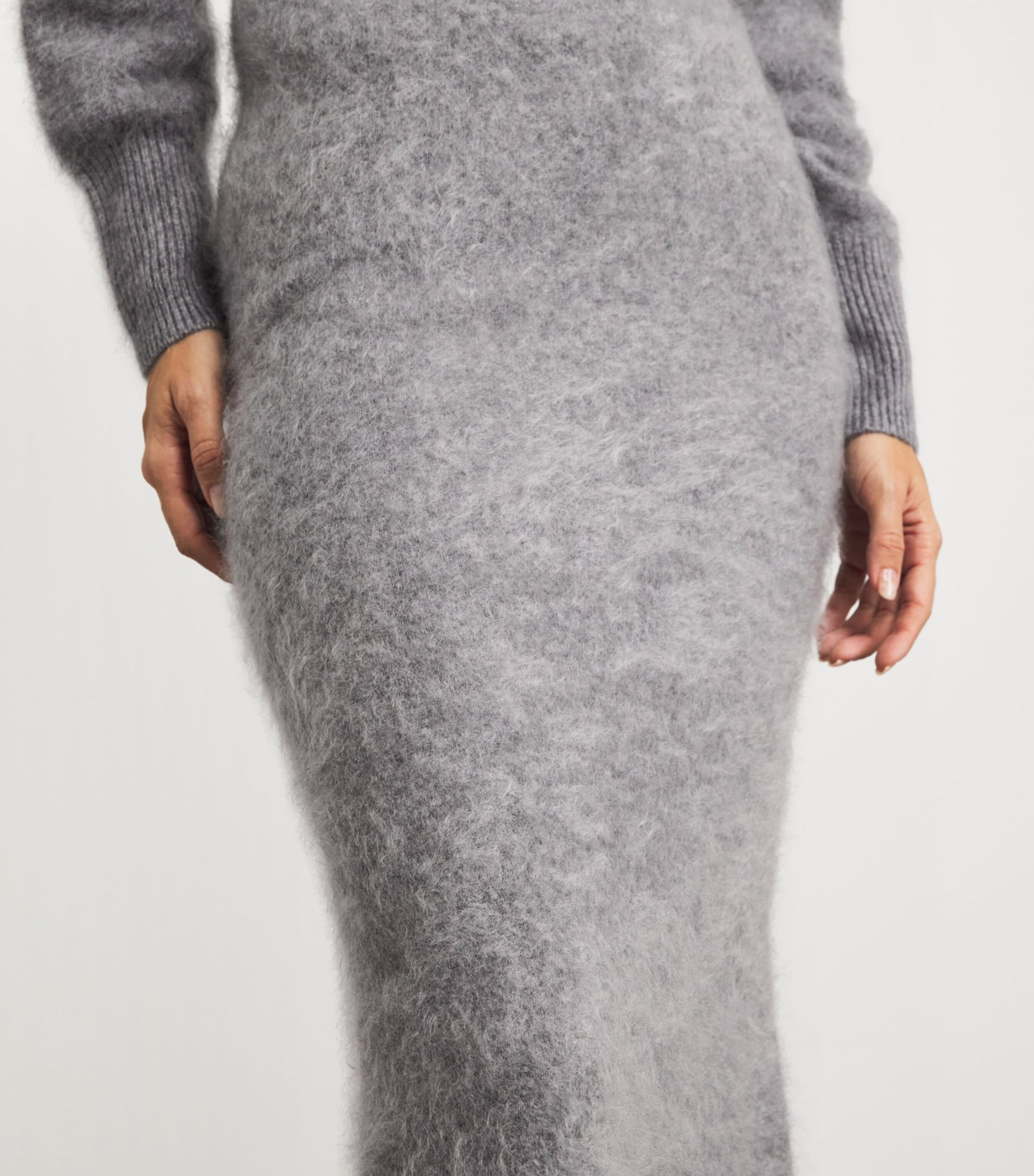 Grey Brushed Cashmere Umi Maxi Skirt