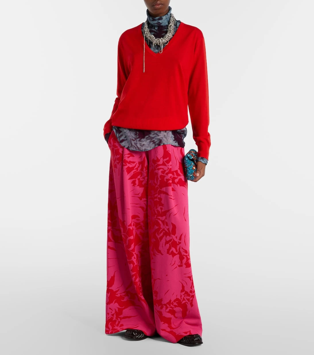 Dries Van Noten - Floral pleated cotton jersey sweatpants