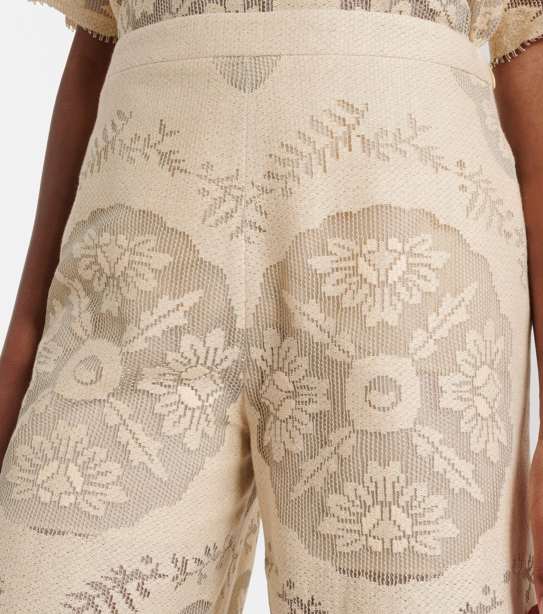 Valentino - Embroidered cotton-blend wide-leg pants