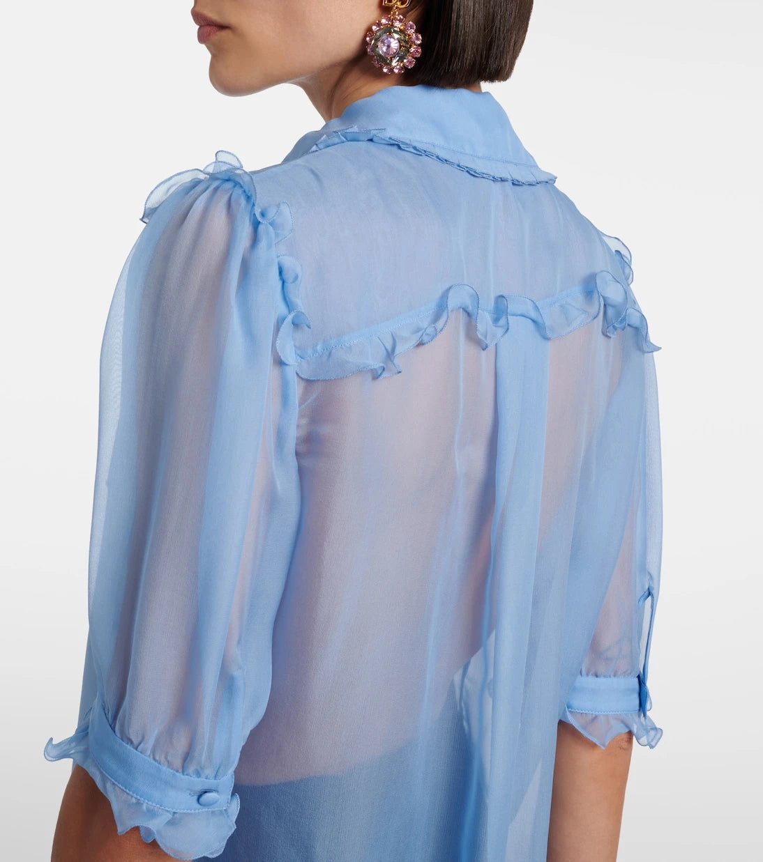 Dolce&Gabbana - Ruffled semi-sheer silk blouse
